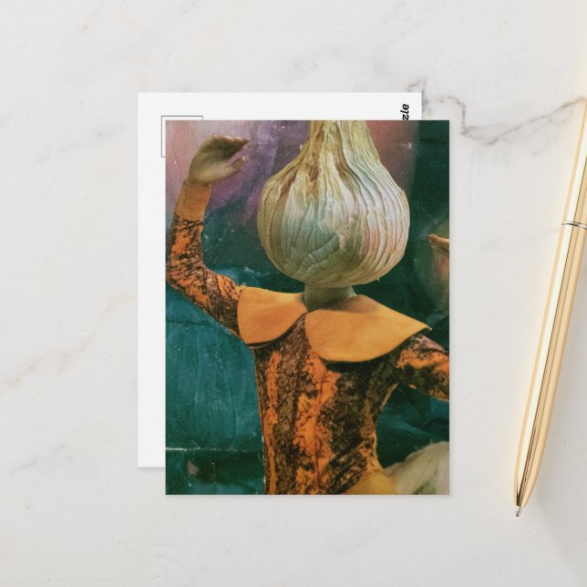 A retro dancing onion postcard (Front/Back In Situ)