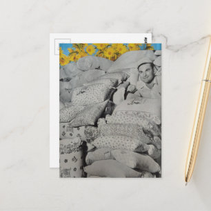 A Retro Floral Print Flour Sacks Pile  Postcard