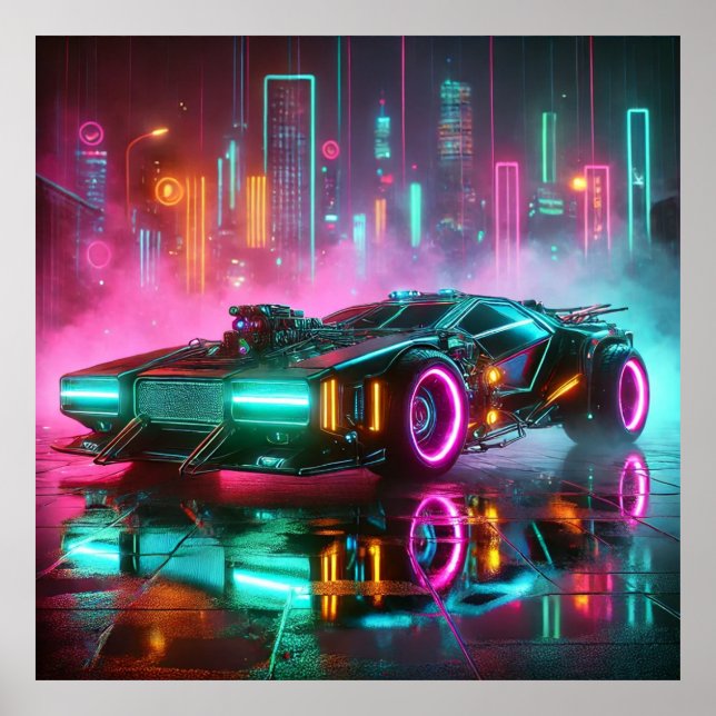 A Retro Future Synthwave Hyper Car Poster (Front)