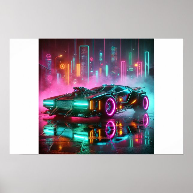 A Retro Future Synthwave Hyper Car Poster (Front)
