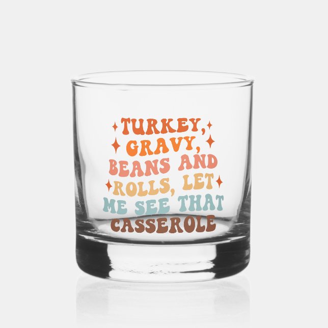 A Retro Thanksgiving Dinner Whiskey Glass (Front)