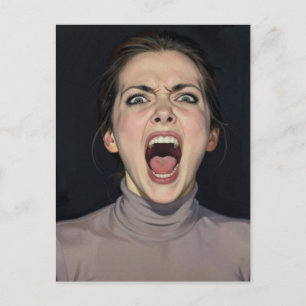 A retro woman who is angry postcard