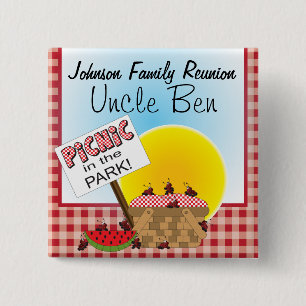 A Reunion   Picnic in the Park   Any Occasion 15 Cm Square Badge