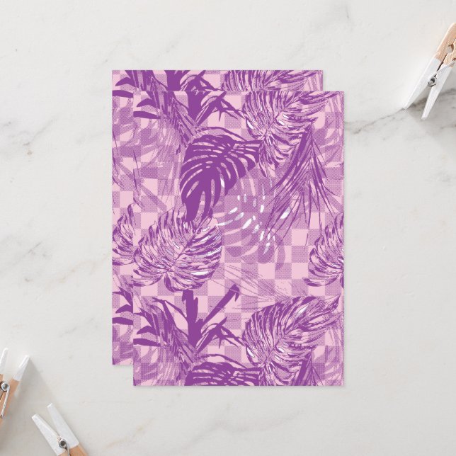A richly patterned textile design featuring shades invitation (Front/Back In Situ)