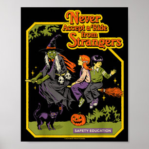 A Ride Witches Halloween Sarcastic Retro Funny Poster