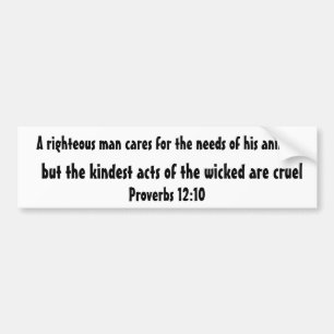 A righteous man cares for the needs of his anim... bumper sticker