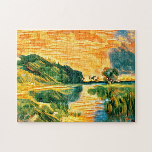 A river crossing greenery  jigsaw puzzle (Horizontal)