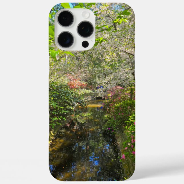a river in the garden surrounded by flowers Case-Mate iPhone case (Back)