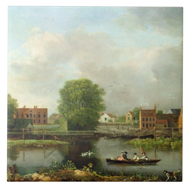 A River Landscape, possibly a View from the West E Tile (Front)