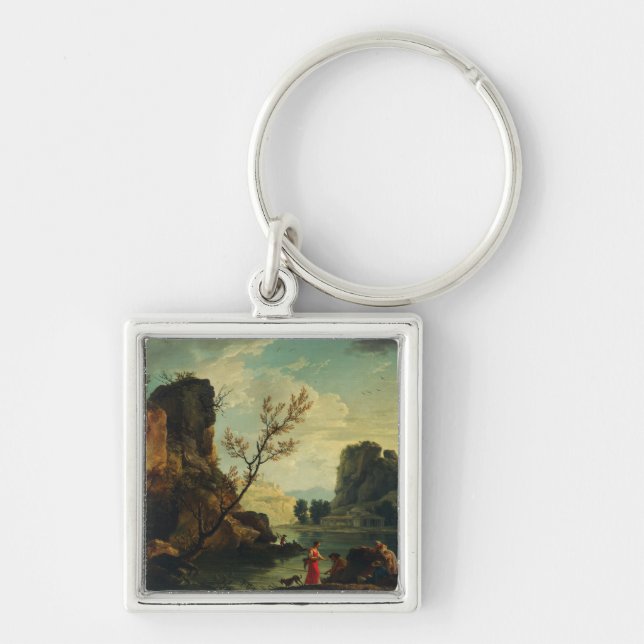 A River with Fishermen by Joseph Vernet  Key Ring (Front)