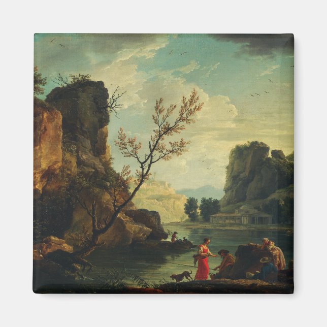 A River with Fishermen by Joseph Vernet  Magnet (Front)