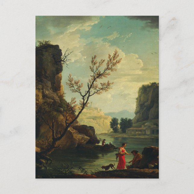A River with Fishermen by Joseph Vernet  Postcard (Front)