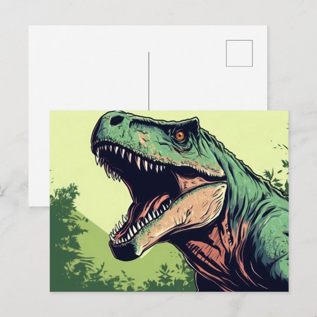 A roaring dinosaur  postcard (Front/Back)