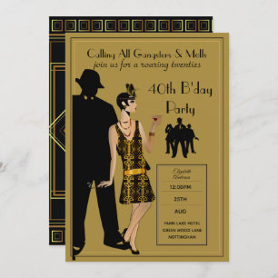 A Roaring Twenties Party, Gangster Flapper Deco Invitation