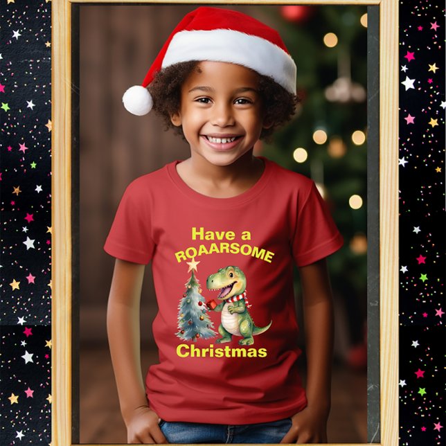 A Roarsome Christmas, Funny Kid's Dinasaur Tshirt (Creator Uploaded)