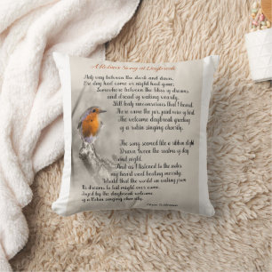 A Robin’s Song at Daybreak - Poem of N. Waterman Cushion