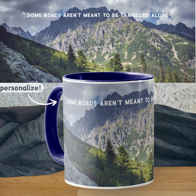 A rocky trail towards high mountain peaks mug (Creator Uploaded)