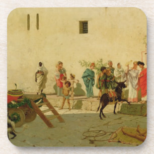A Roman Street Scene with Musicians and a Performi Coaster