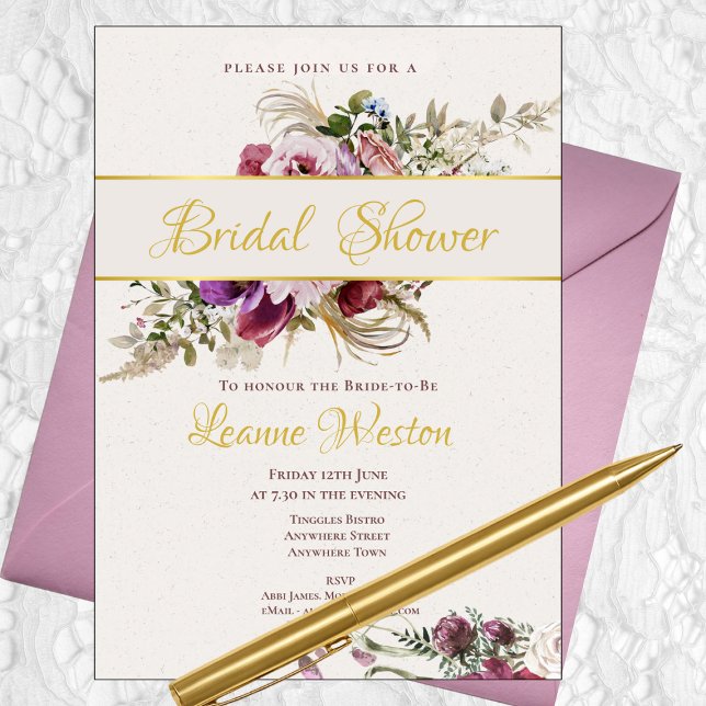 A Romantic Bouquet Bridal Shower Invitation (Creator Uploaded)