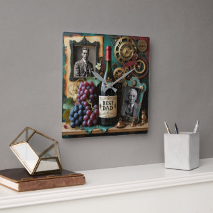 A romantic steampunk style square wall clock
