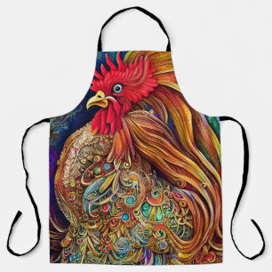 A Rooster's Regal Beauty  Apron