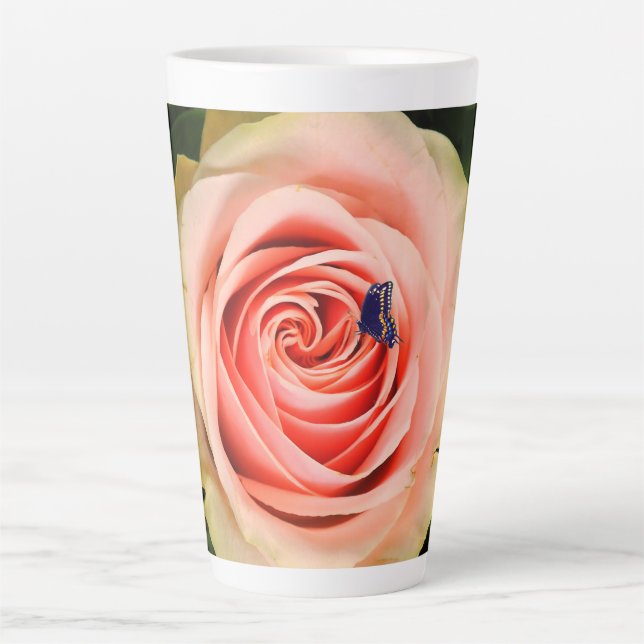 A rose and a butterfly latte mug (Front)