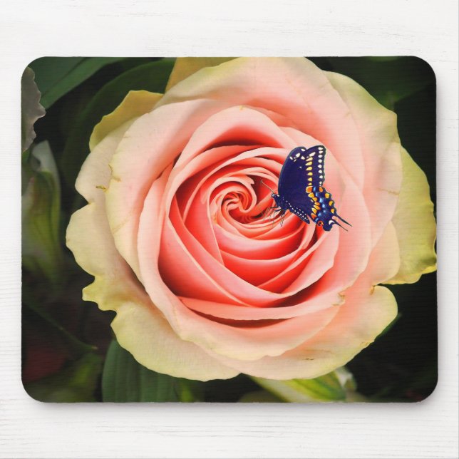 A rose and a butterfly mouse pad (Front)
