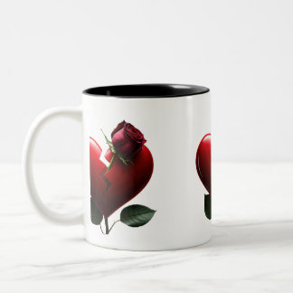 A Rose Grows from a Broken Heart Two-Tone Coffee Mug