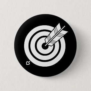 a round arrow 6 cm round badge