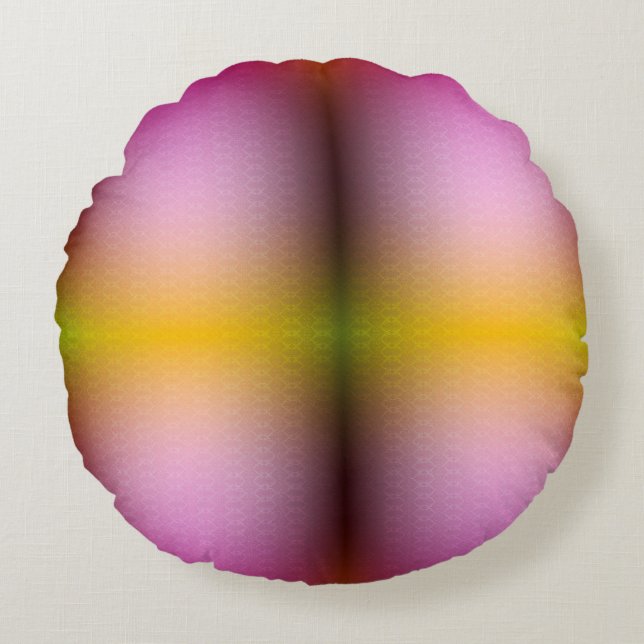 A round pillow with a vibrant gradient design (Front)