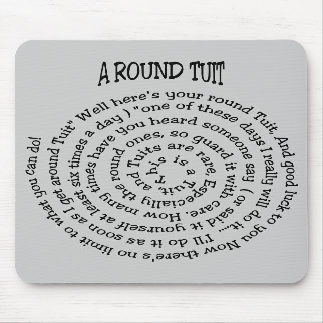 A Round Tuit Grey Mousepad (Front)