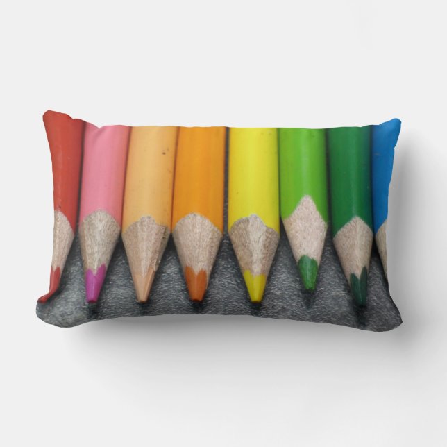 A Row of Coloured Pencils. Lumbar Cushion (Front)