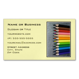 A Row of Coloured Pencils. Magnetic Business Card