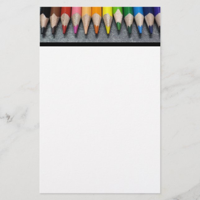 A Row of Coloured Pencils. Stationery (Front)