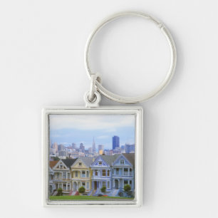 A row of Victorian homes Key Ring