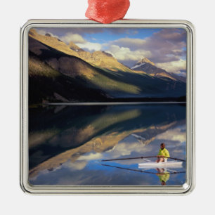 A rower on Banff Lake in the Canada MR) Metal Tree Decoration
