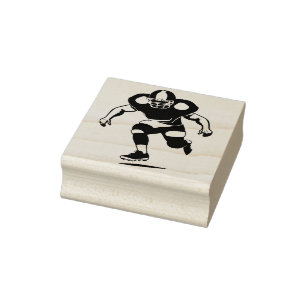 A rubber stamp of an American football player