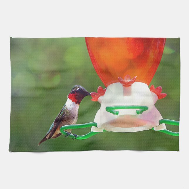 A Ruby Throated Hummingbird Tea Towel (Horizontal)