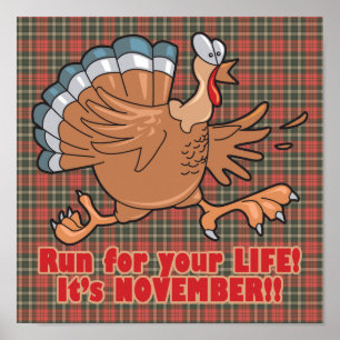 a run for life funny turkey poster