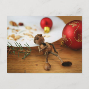 A run over Acorn elf eating cookie - Christmas  Postcard