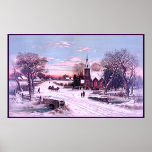 A Rural White Christmas Snow in the Morning Poster