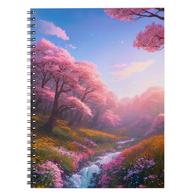 A Rushing Stream Harmonises with Blossoming Sakura Notebook (Front)