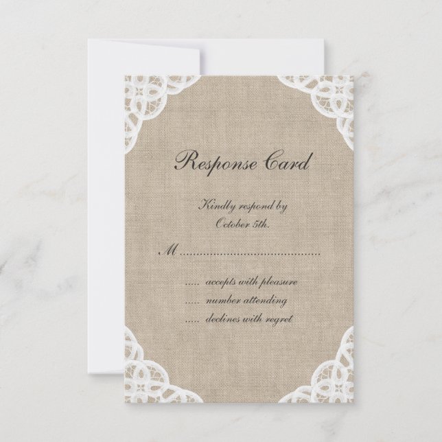 A Rustic Lace & Burlap RSVP (Front)