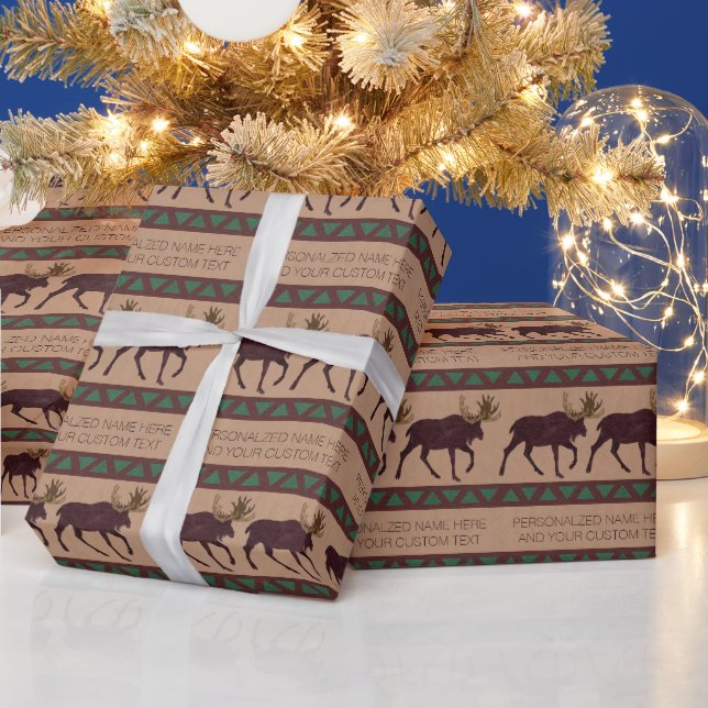 A Rustic Moose Faux Leather-Look Any Occasion Wrapping Paper (Holidays)