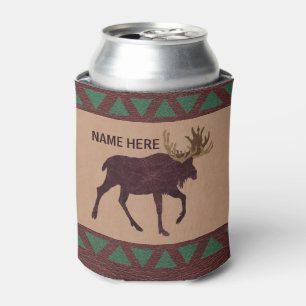 A Rustic Moose Faux Leather-Look Design Can Cooler