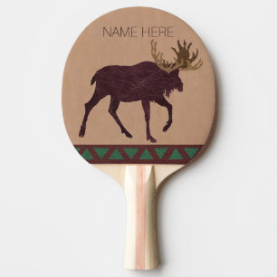 A Rustic Moose Faux Leather-Look Man Cave Games Ping Pong Paddle