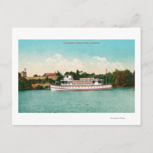 A Sacramento River Scene with a Riverboat Postcard
