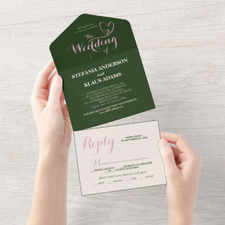 A Sage and Blush Modern Minimalist All In One Invitation