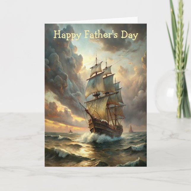 A sailing ship in the ocean Father's Day Card (Front)