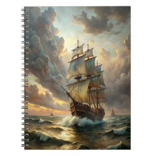 A sailing ship in the ocean notebook